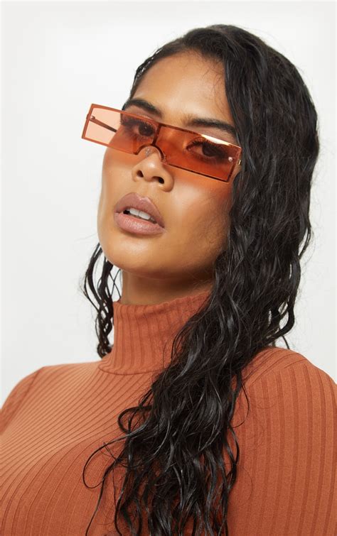 Orange Rectangular Sunglasses Accessories Prettylittlething