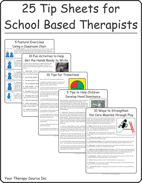 25 Tip Sheets For School Based Therapists Your Therapy Source