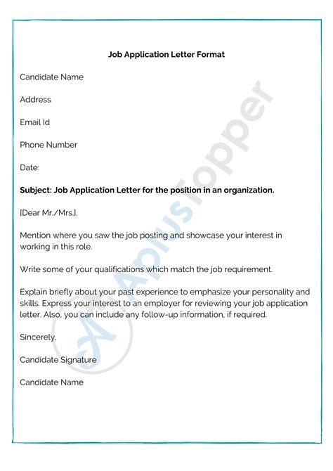 A Letter For Job Application Examples Free Application Letter Templates In Ms Word Pdf In