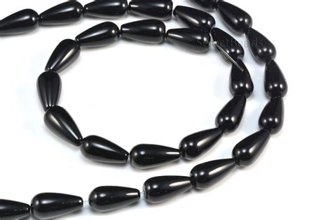 Black Onyx Gemstone Drop Beads Natural Onyx Teardrop Etsy