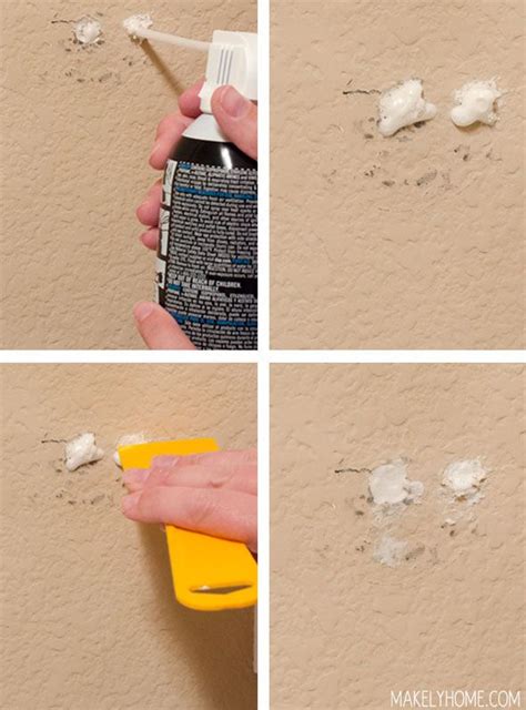 Peel off the paper backing and press it to the wall centered over the hole. How to Repair Textured Drywall | Fix hole in wall, Hole in wall repair, Home repair