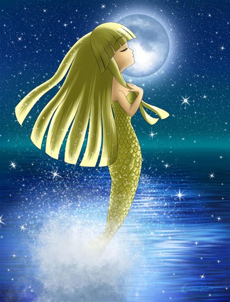 A Mermaid Under The Moonlight By Cosmicrena On Deviantart