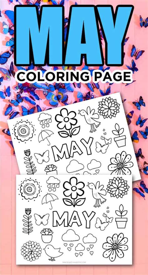 Free Printable May Coloring Page Made With Happy For Kids