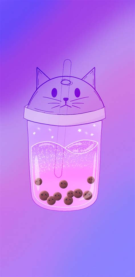 Cute Cat Boba Tea Bubble Tea Kitty Kitten Cute Kawaii Cute Cat