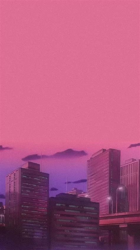 Download Vintage Anime Pink Sky Wallpaper