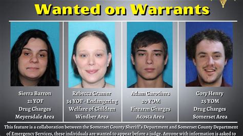Wanted Somerset County Sheriffs Office Searching For 4 Individuals On