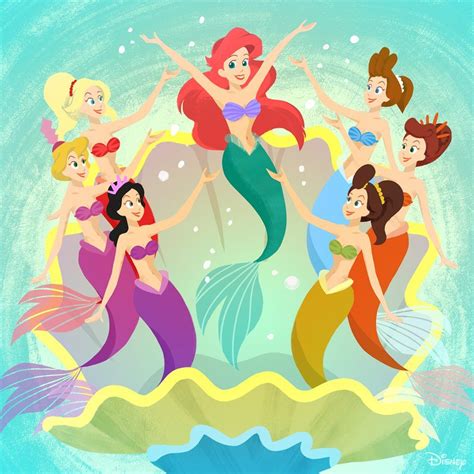 Ariel Little Mermaid And Sisters Disney Disney Art Goth Disney
