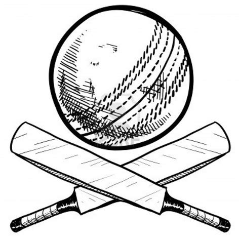 Doodle Style Cricket Sports Equipment Including Ball And Bat Stock