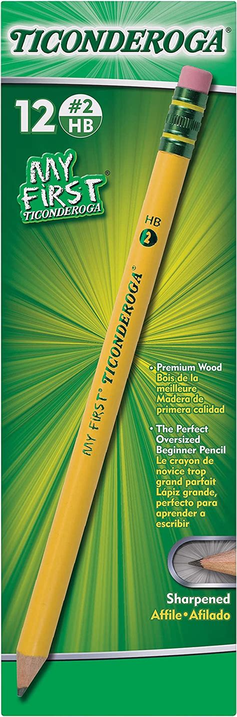 Ticonderoga My First Wood Cased Pencils Pre Sharpened Hb Yellow