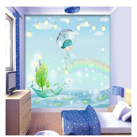 Beibehang Customzed 3d Kids Wallpaper Rainbow Night Flying Orange Light