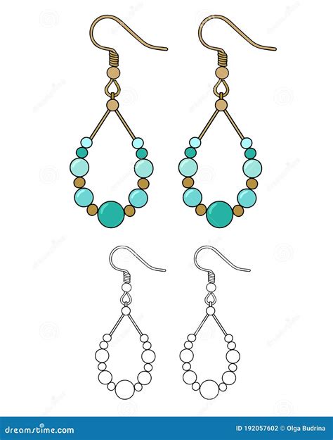 Handmade Jewelry Earrings With Turquoise Beads Stock Illustration