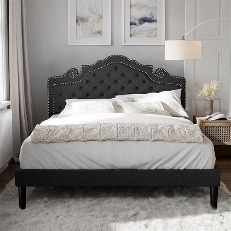 Amolife Full Size Platform Bed Frame With Upholstered Headboard Dark