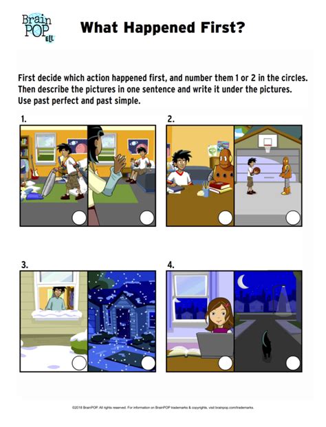 What Happened First Past Tense Sequence Activity Brainpop Educators