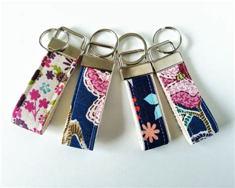 Fabric Keychains For Women Floral Key Fob Key Chain Handmade In Uk