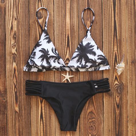 2017 Hot Sexy Bikinis Women Swimsuit Coconut Trees Print Bikini Set Beachwear Women Bathing