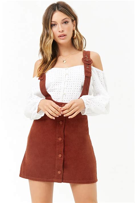 Corduroy Button Front Overall Skirt Forever 21 Overall Skirt Fall
