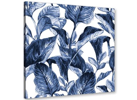 Find over 100+ of the best free wall painting images. Indigo Navy Blue White Tropical Leaves Canvas Wall Art - Modern 64cm Square - 1s320m