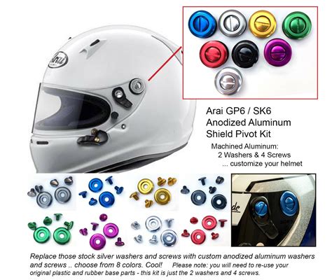 Arai Helmet Sk6 Gp6 Visor Pivot Screw Set Racing Kart Anodized Aluminum