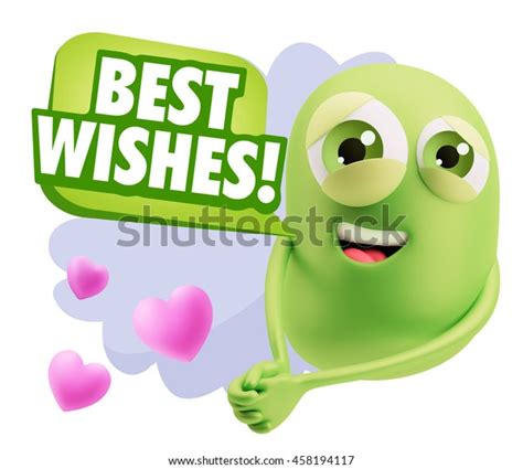 3d Rendering Emoji Saying Best Wishes Stock Illustration 458194117