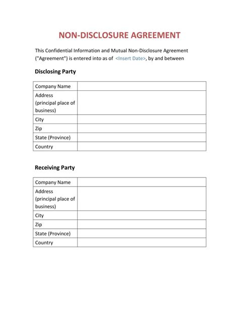 44 Non Disclosure Agreement Templates Nda Forms