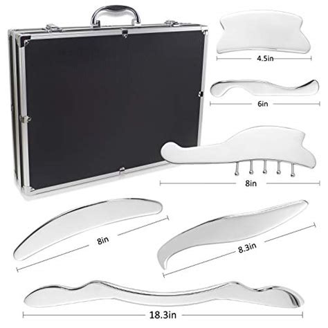 Professional Set Of 6 Pcs Medical Grade Stainless Steel Gua Sha Scraping Massage Tools
