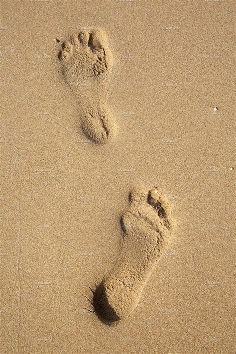 Footprints On Sand On The Beach High Quality Nature Stock Photos