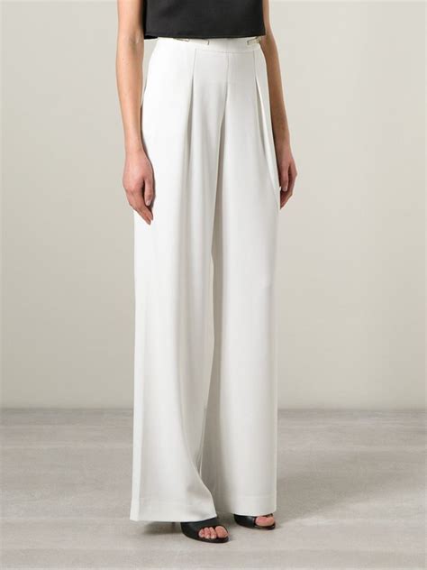 Lyst Halston High Waisted Wide Leg Trousers In White