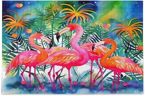 Jigsaw Puzzles 1000 Pieces for Adults, Flamingos Palm Kid's Teens
