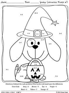 Halloween color by number addition worksheet. 1st grade math coloring worksheets halloween - Google ...
