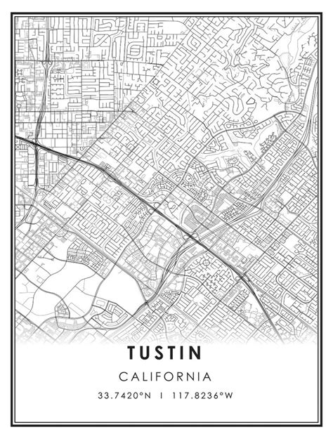 Tustin Map Print Poster Canvas Tustin California Us City Map Etsy