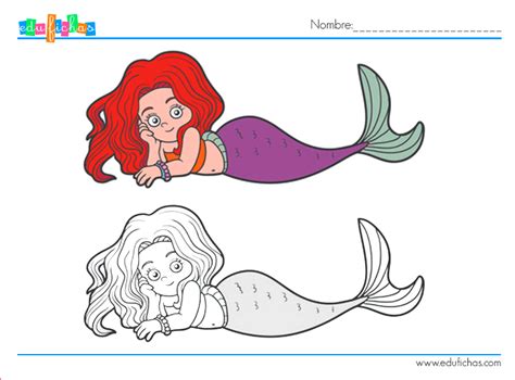 Dibujos de sirenas para colorear - Fichas de actividades para niños