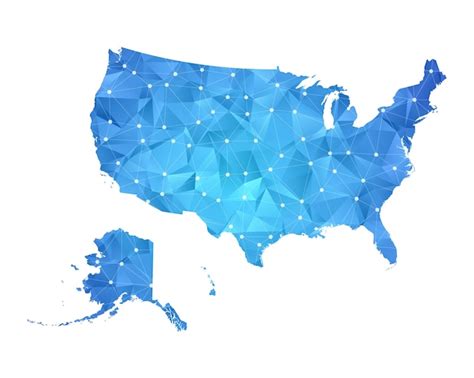 Premium Vector United States Of America Map Line Dots Polygonal