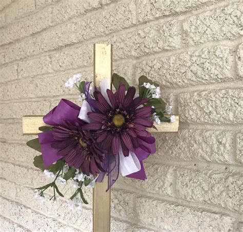 Cemetery Cross With Flower Arrangement Memorial Cross Flowers For
