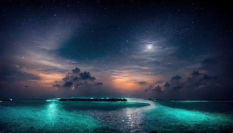 Premium Photo Night Beaches Of The Maldives An Incredibly Beautiful