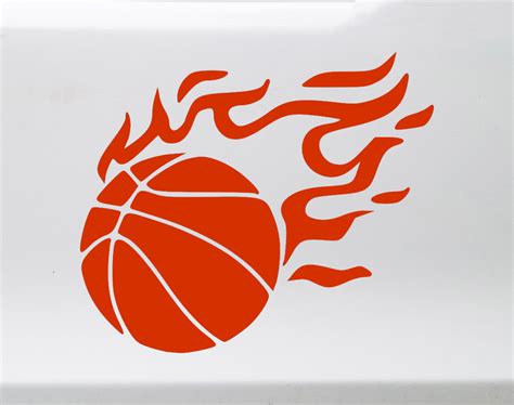 Flaming Basketball Vinyl Decal Flames Ball Hoops Court Team Die Cut