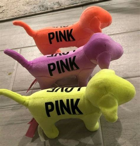 Victorias Secret Love Pink 3 Dog Plush Stuffed Collector Neon 3