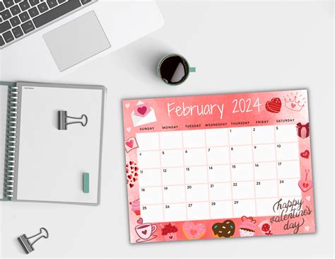 Editable February Calendar Printable Calendar Happy Valentine S Day Calendar With