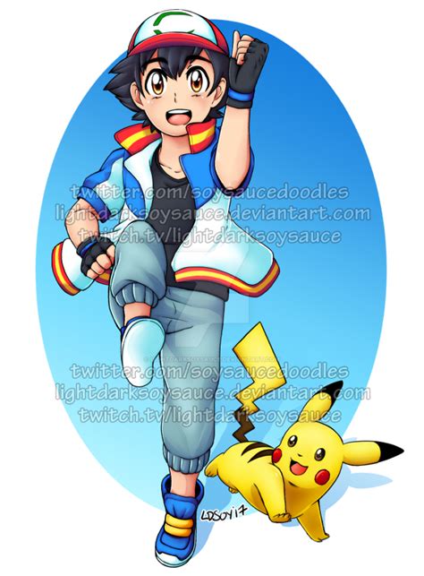 Ash And Pikachu By Lightdarksoysauce On Deviantart