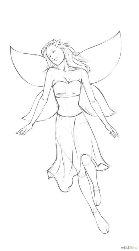 4 Ways To Draw A Fairy Wikihow Fairy Drawings Sketches Fairy Sketch