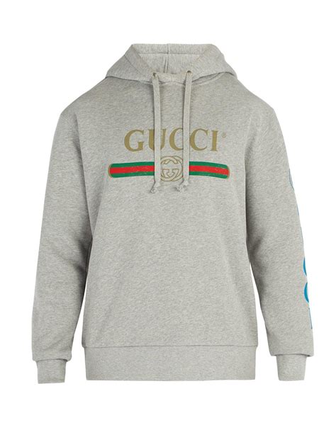 Gucci Dragon And Logo Hooded Sweatshirt In Gray For Men Lyst