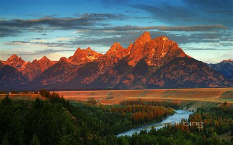 Free Download Bing Theme Photo Green Forest Red Mountain Landscape