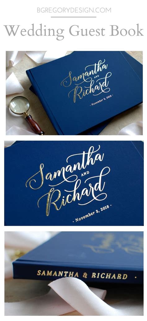 You have an invitation on your fridge and absolutely no idea what to wear. Navy Wedding Guest Book | Wedding guest book, Wedding ...