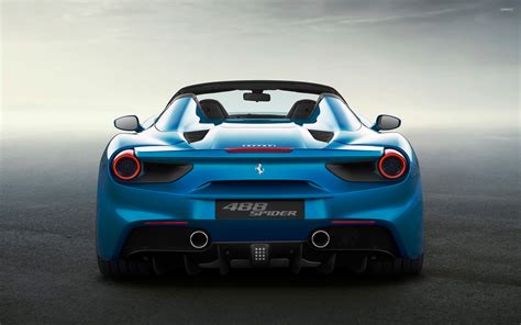 Blue Ferrari 488 Spider back view wallpaper - Car wallpapers - #50994