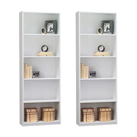 Ameriwood Set Of 2 Bundle 5 Shelf Bookcases Choice Of White Black