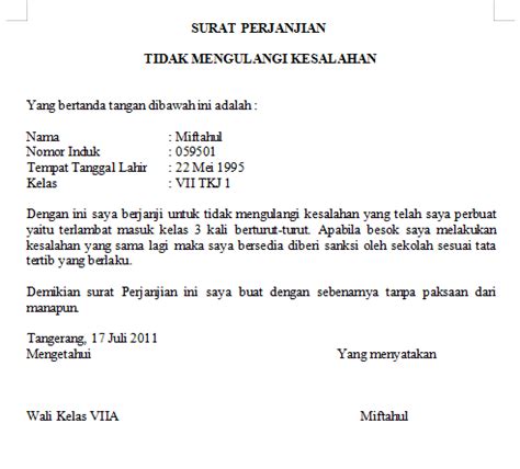 Surat peryataan dalam hal ini tentu akan penting, sebagai penjamin dan sebagai sebuah syarat hukum jika. Contoh Surat Perjanjian Tidak Mengulangi Kesalahan - My Blog