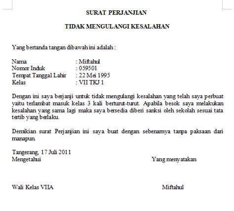 Ada beberapa poin penting yang harus kamu cantumkan dalam. Contoh Surat Perjanjian Tidak Mengulangi Kesalahan - My Blog