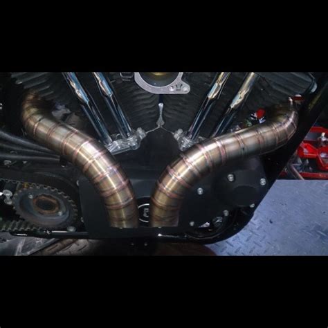 Chrome rinehart crossback 2 into 2 exhaust drag pipes include header pipes flash cut mufflers heat shields. EXHAUST PIPES Stainless Steel TIG Harley Sportster 883 ...