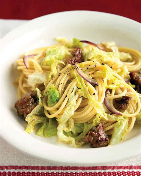 Start browsing till you find something. Spaghetti with Sweet Sausage and Cabbage