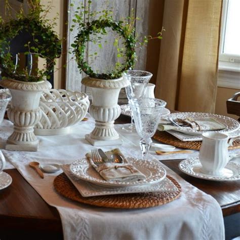 Dining room table centerpieces table decor living room table decorations succulent arrangements table arrangements centrepieces diy exterior exterior remodel rustic frames. Elegant Table Decoration with White Tableware, Rattan ...