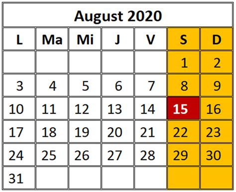 Calendar 2020 Zile Libere Legale